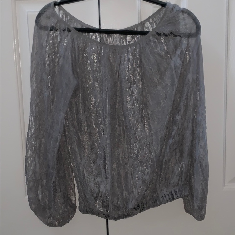 green lace sheer top